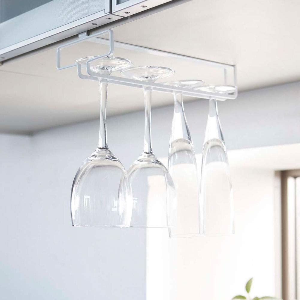 Yamazaki Jitsugyo Vinglassholder for underskap Hvit B11 x D26 x H7cm Tower Krever ikke boring eller skruer Kjøkken Hylle til oppheng 2462 Ca.