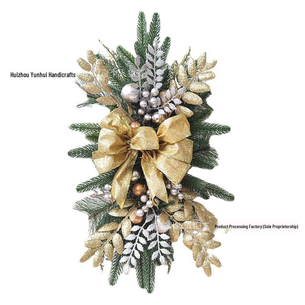 Yunhui Christmas Stair and Door Hanging Wreath - Festive Mantle and Staircase Decoration with Simulated Flowers