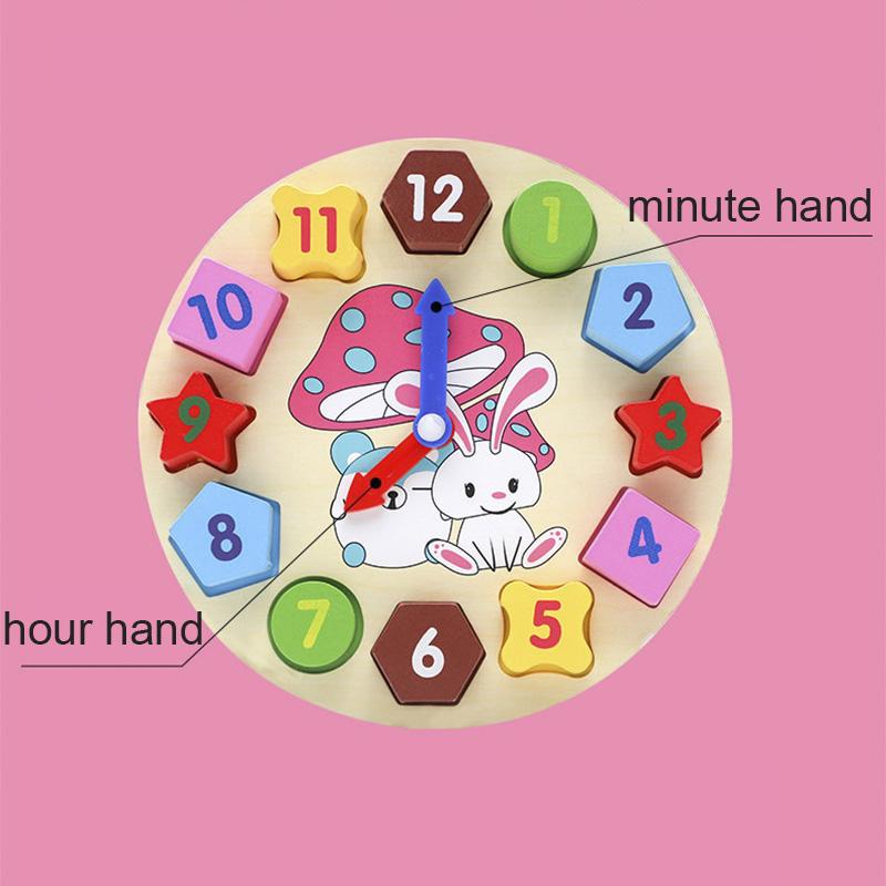 Non-Toxic Children'S Wooden Cartoon Animal Clock Teaching Aid Early Education Time Color Shape Matching Building Blocks Educational Toys
