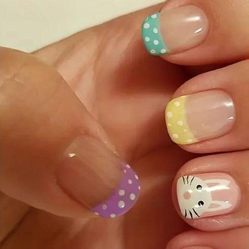 Nail Art 24 Pieces Easter Collection Cute Sweet French Bunny Short Wear Nail Art Pieces