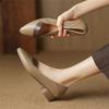 Shallow single shoes new comfortable pointed soft sole color matching retro French style low heel leather shoes