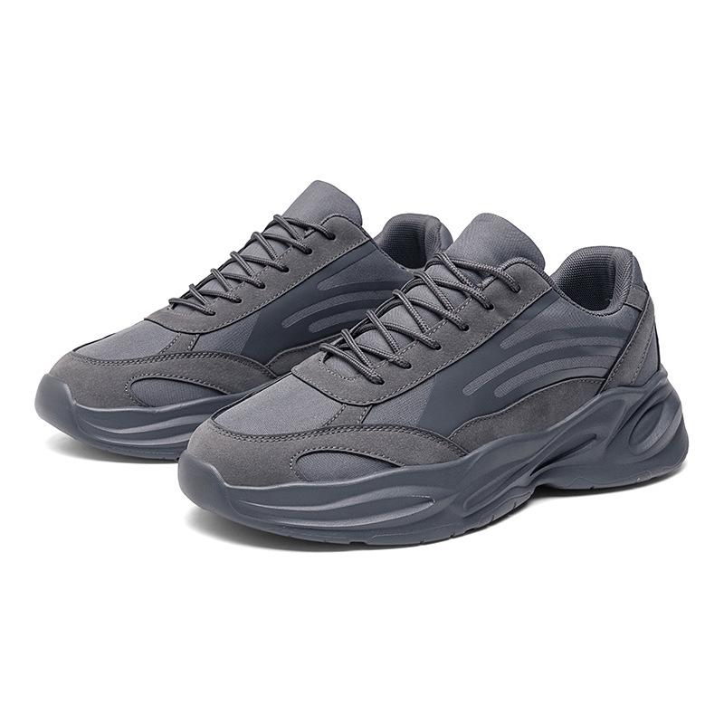 

Autumn and winter men s shoes trendy sports black soft sole heightened wear-resistant non-slip casual running shoes daddy trendy shoes 44 серый
