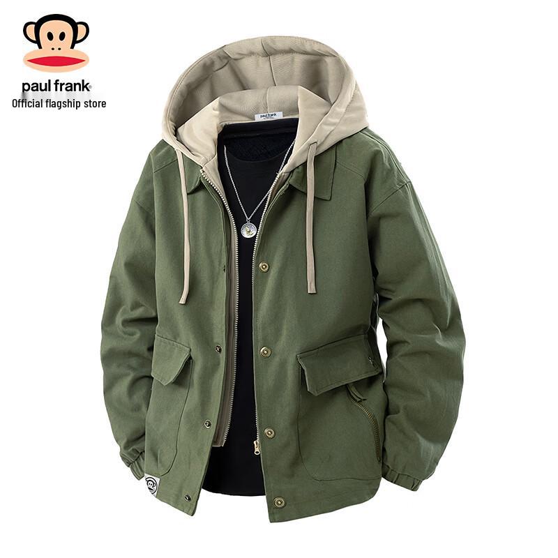 Paul Frank Men's Faux Two-Piece Hooded Loose Colorblock Casual Jacket