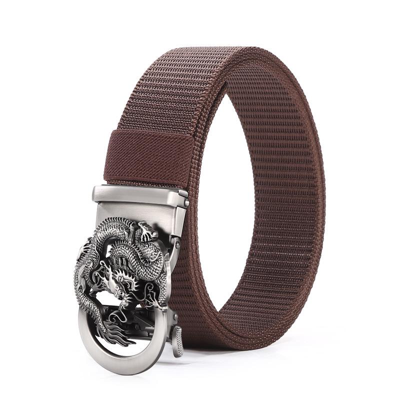 Men's Nylon Outdoor Sports Belt with Bronze and Automatic Alloy Buckles