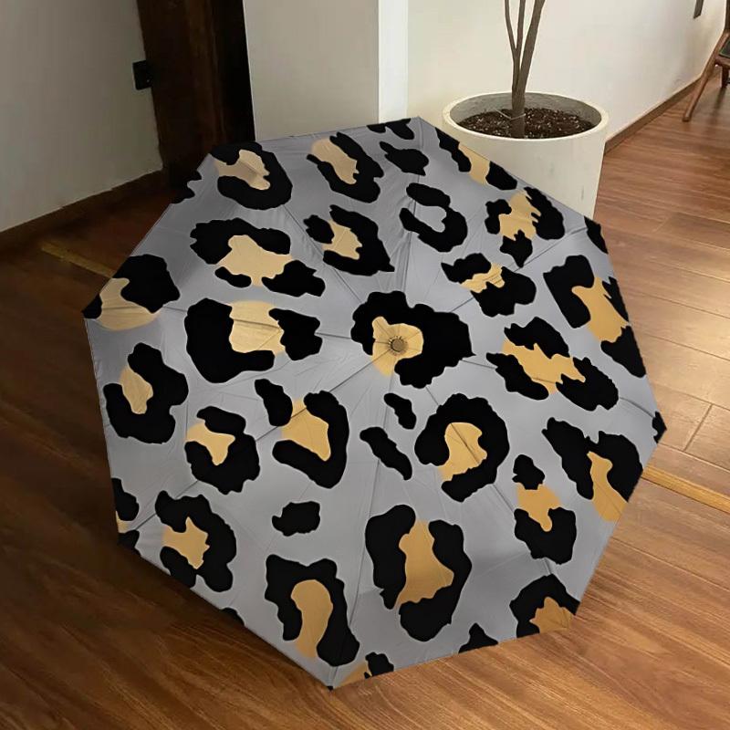

1pc Leopard Print Automatic Open/Close Umbrella, Halloween & Gifts - Ideal for Daily, Formal, Party Use, Durable Canopy yy251011021