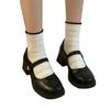 2025 new French Mary Jane small leather shoes women's spring and autumn versatile word with round head thick heel jk with skirt single shoes