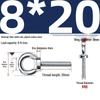 Marine Grade Zinc-Plated Hardened Carbon Steel Lifting Eye Bolt with Nut, Round Ring, Extended Thread, M6 M8 M20