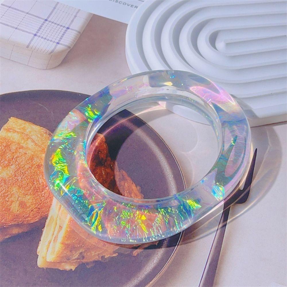 Shining Exaggerate Resin Bracelet Simple Women Hand Ring Personality Transparent Bangle  Party