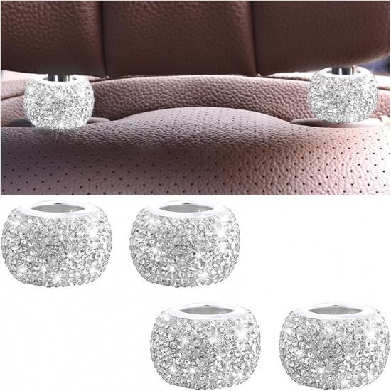4PCS Bling Car Headrest Collars, Crystal Rhinestone Vehicle Head Rest Collars Decorative Rings, Diamond Automotive Seat Interior Charms Accessories,