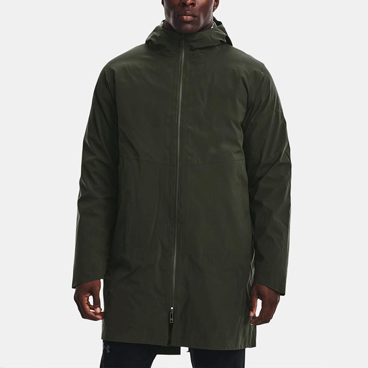 Under Armour Three-In-One Training Sports Solid Hooded Mid-Length Down Jacket Men Outerwear Lock-Green 1364891-310