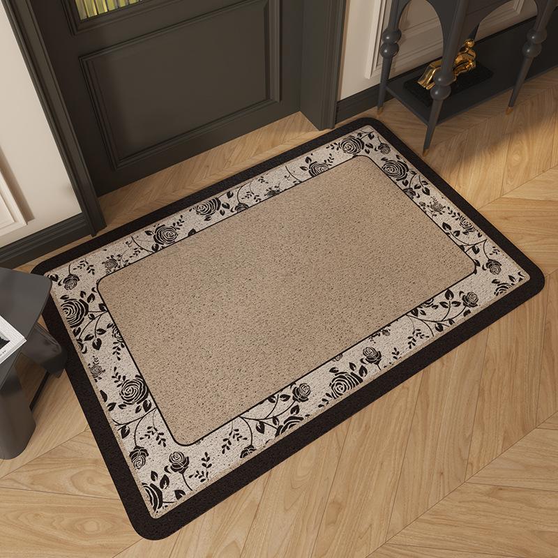 French Entry Door Floor Mat, Dirt-Resistant Leave-In Pvc Silk Ring Floor Mat Can Be Cut, And Foot Pads In Household Shoe Changing Area Can Be