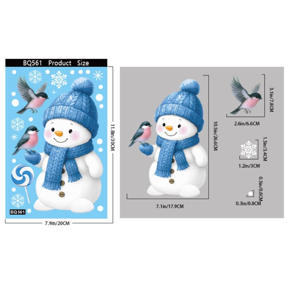 Christmas Static Cling Window Stickers Santa Snowman Reindeer Snowflake Designs for Windows Store Displays Holiday Party Decor