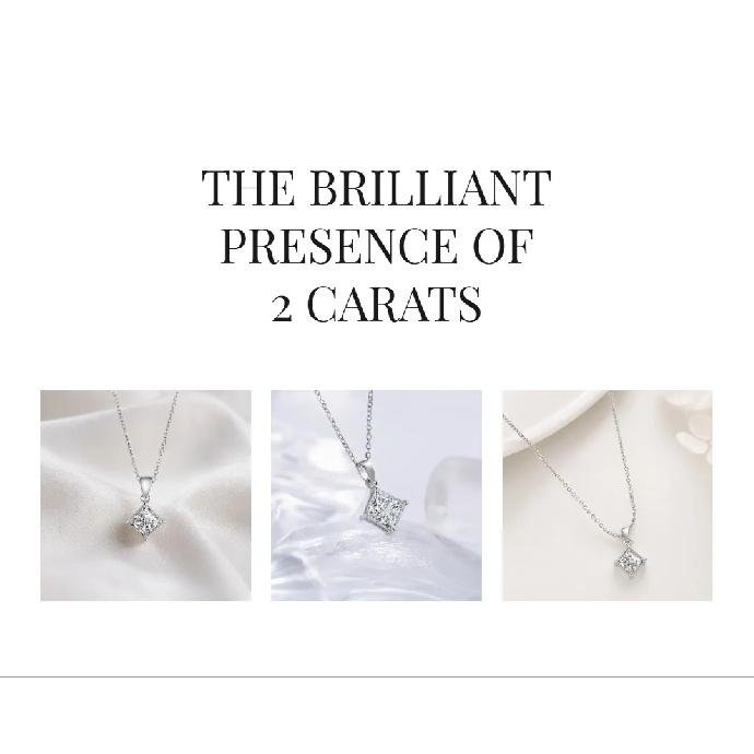 Hot Selling Cross‑border S925 Sterling Silver Princess Cut Moissanite Pendant Necklace for Women, Clavicle Chain, Valentine's Da