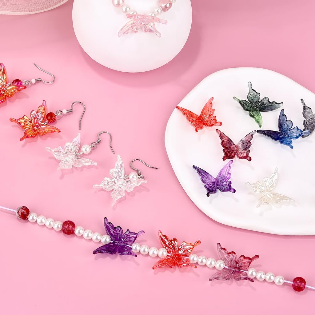 20pcs AB Double Color Butterfly Accessories DIY For Women Sweet Hair Ornament Rainbow Headwear Necklace Bracelet Jewelry Making