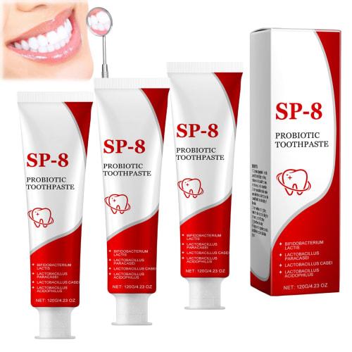 SP-8 Probiotic Whitening Toothpaste, Fresh Mint, Fluoride-Free Toothpaste for Adults, Gum Care & Enamel Protection, Deep Cleaning & Long-Lasting Fresh