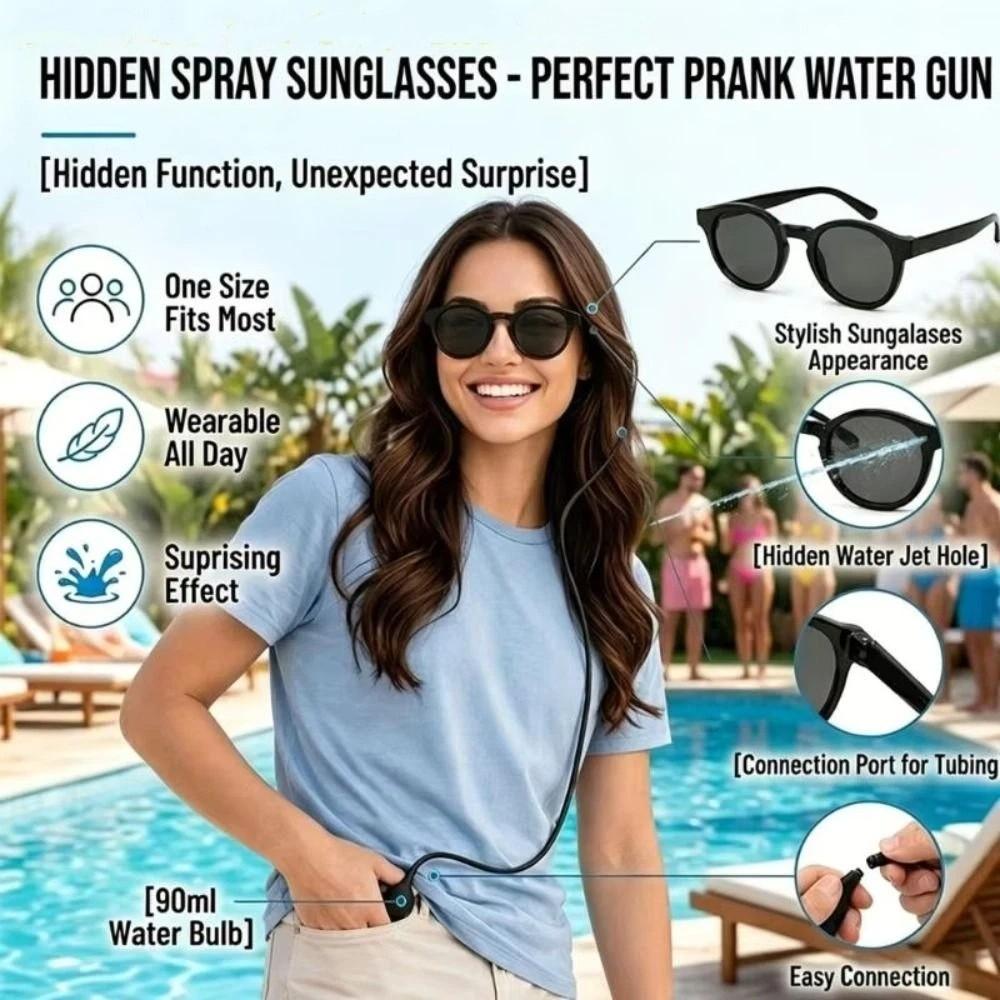 Funny Spraying Sprinkling Sunglasses Creative Prank Water Glasses Joke Gift Pool Accessories