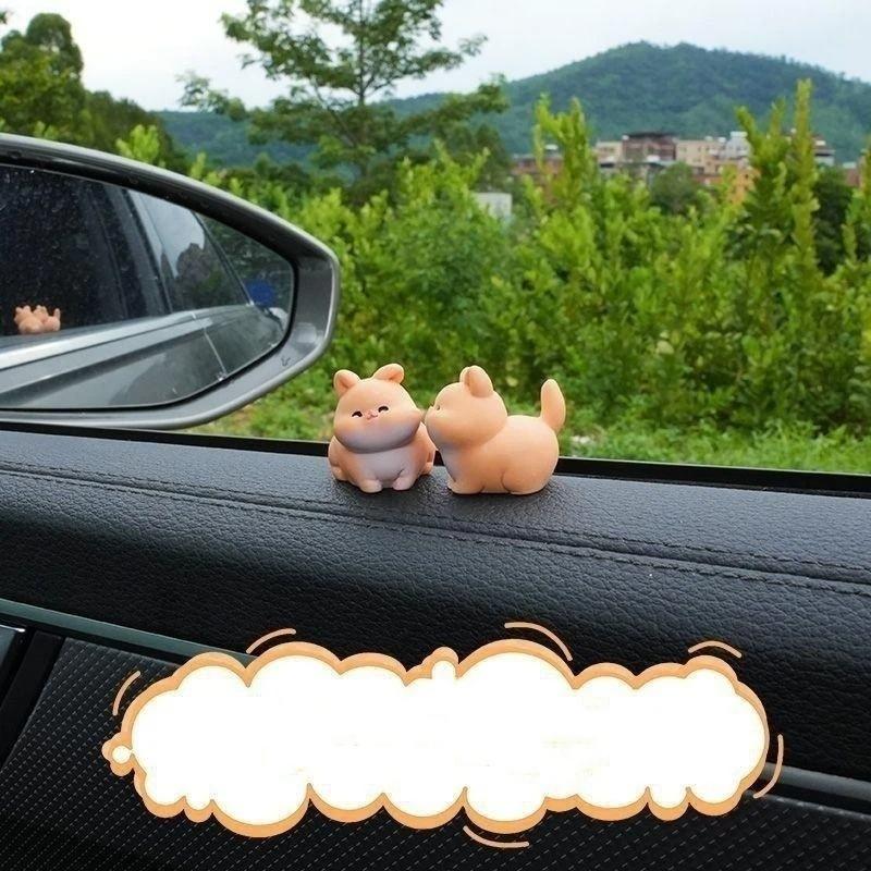 Cute Mini Cartoon Kissing Rabbit Cat Frog Car Ornaments Smooth Surface For Car Dashboard Home Desktop Decor