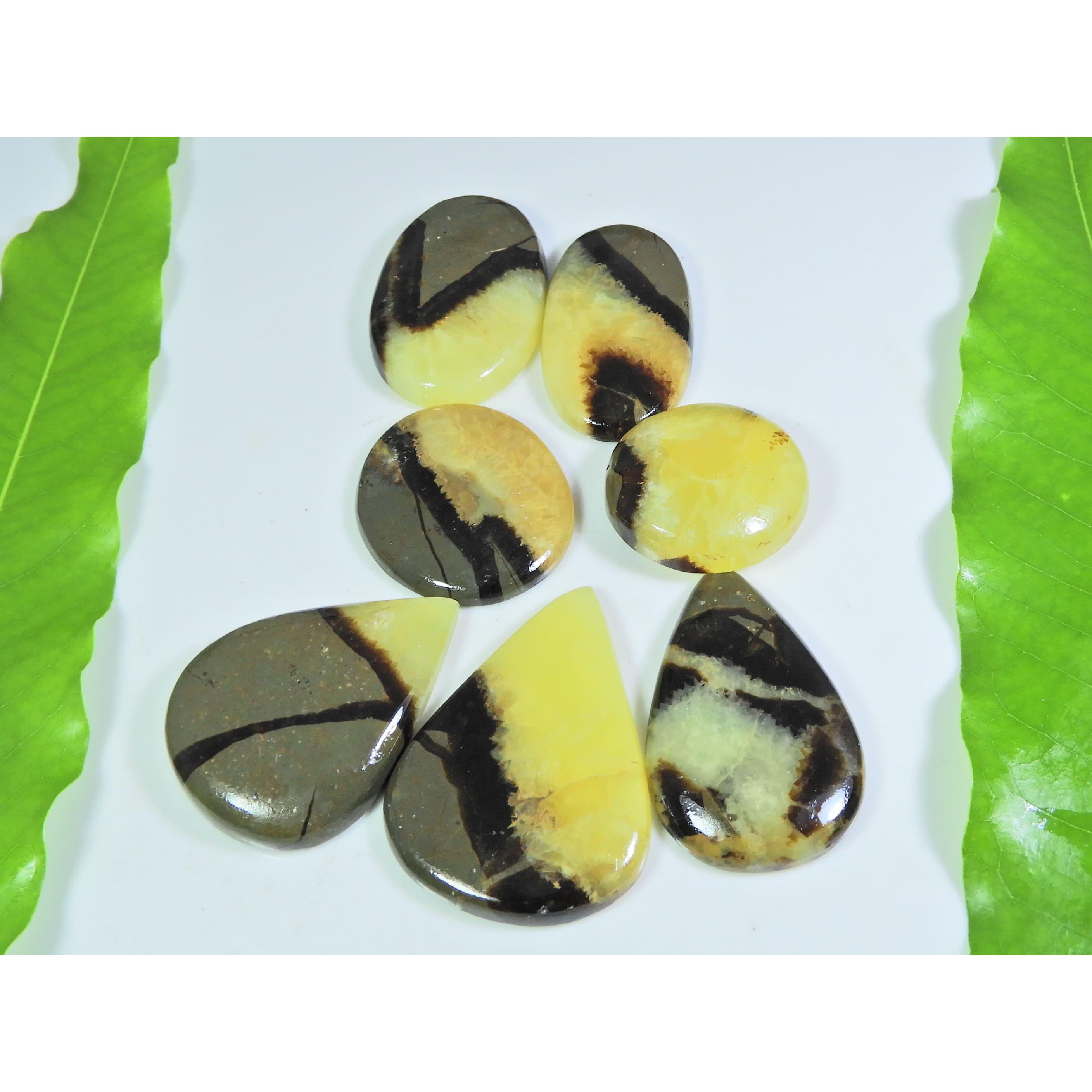 

294Cts. Natural septarian Multi Colour Mix Cabochon Loose Gemstone 7Pcs Lot A-364