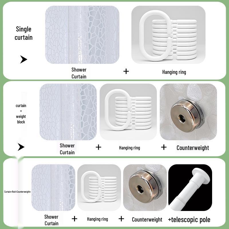 High-Transparency Waterproof EVA Shower Curtain, Mildew-Proof, Antibacterial, Splash-Resistant