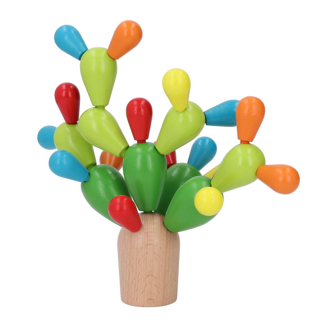 Wooden Stacking Cactus Toy Educational Preschool Toy Fun Colorful Build and Stack Cactus Blocks