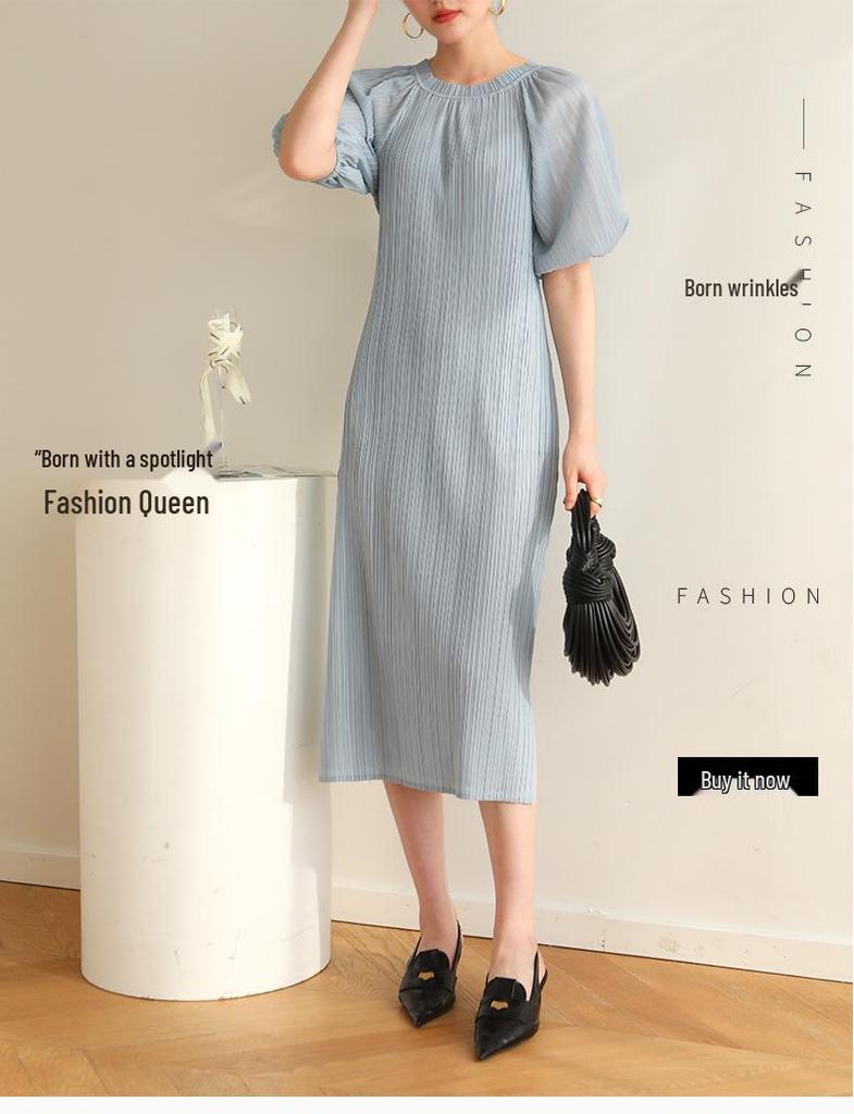 2026 Summer Miyake High-End Pleated Loose Pastoral Dress