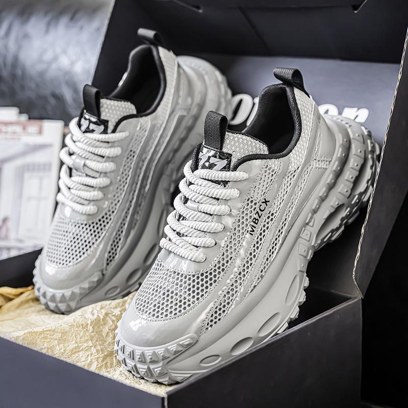 Trendige neue Vier-Jahreszeiten-Herrenschuhe mit dicker Sohle und erhöhtem Mesh-Innenfutter, Freizeitschuh für Spaziergänge im Freien, Laufschuh, abriebfest