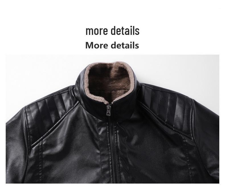 Herren Lederjacke mit dickem Fleece-Futter, Herbst/Winter 2025, Leichter Business Casual Mantel mit Karreekragen, Modisch & Vielseitig.