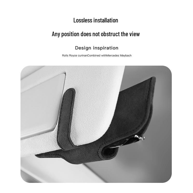 Car Sun Visor Suede Sunglasses Storage Box Clip