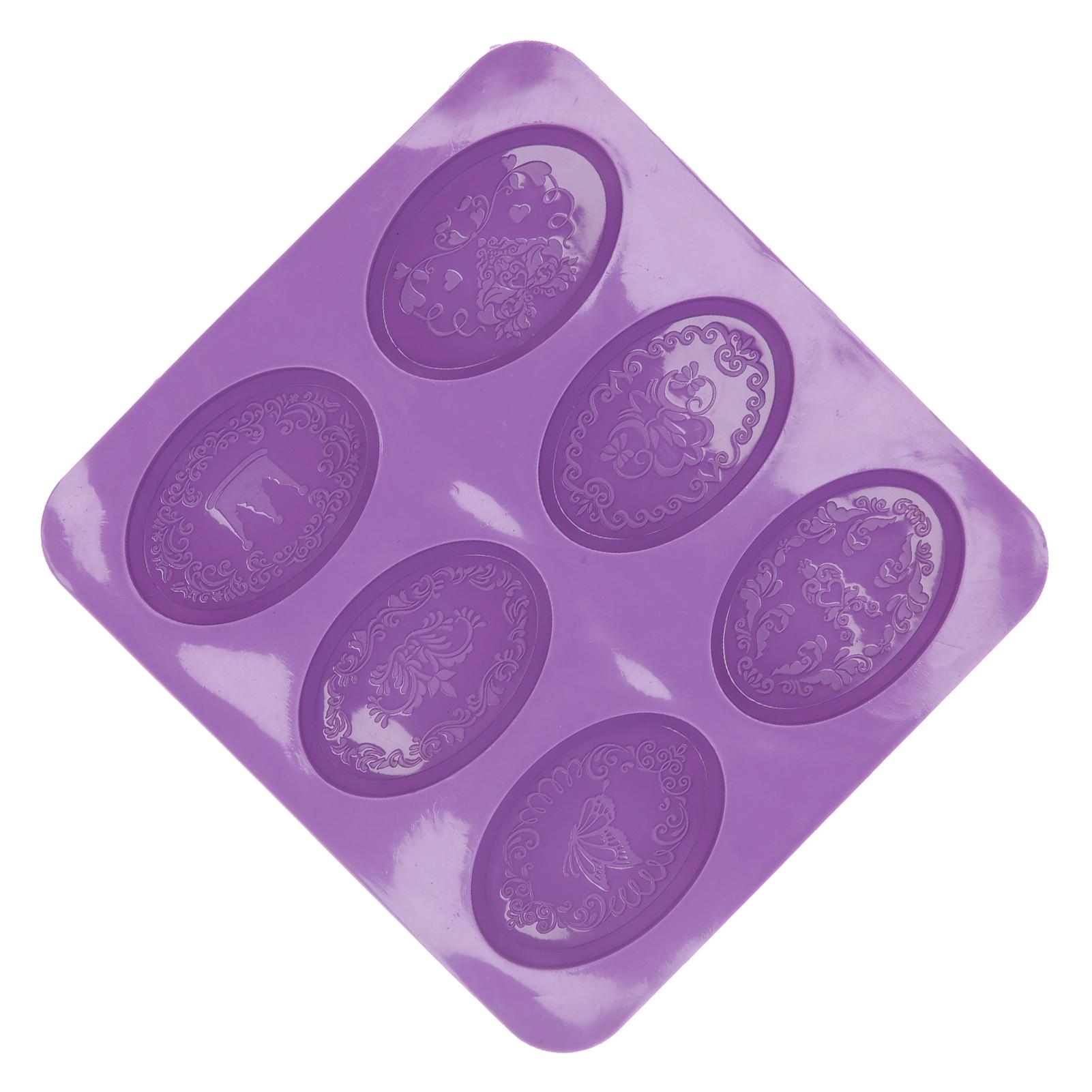 

6 Ячеек Оригинальный Узор Форма Силиконовая Форма для Мыла Ручной Работы, Торта для Домашней Пекарни(овальный )