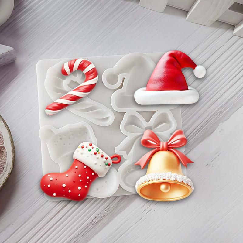WTEMPO DIY Creative Christmas Silicone Molds Christmas Series Theme Pattern Design Molds Festival Decorations Making Molds Easy To Demold and Reusable