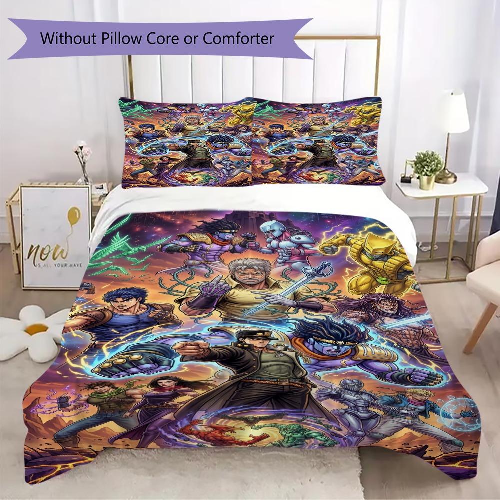JOJO's Bizarre Adventure Pillowcase & Duvet Cover Set Patterned Anime Bedding for Bedroom Decor Ideal Gift for Lovers.-Xin