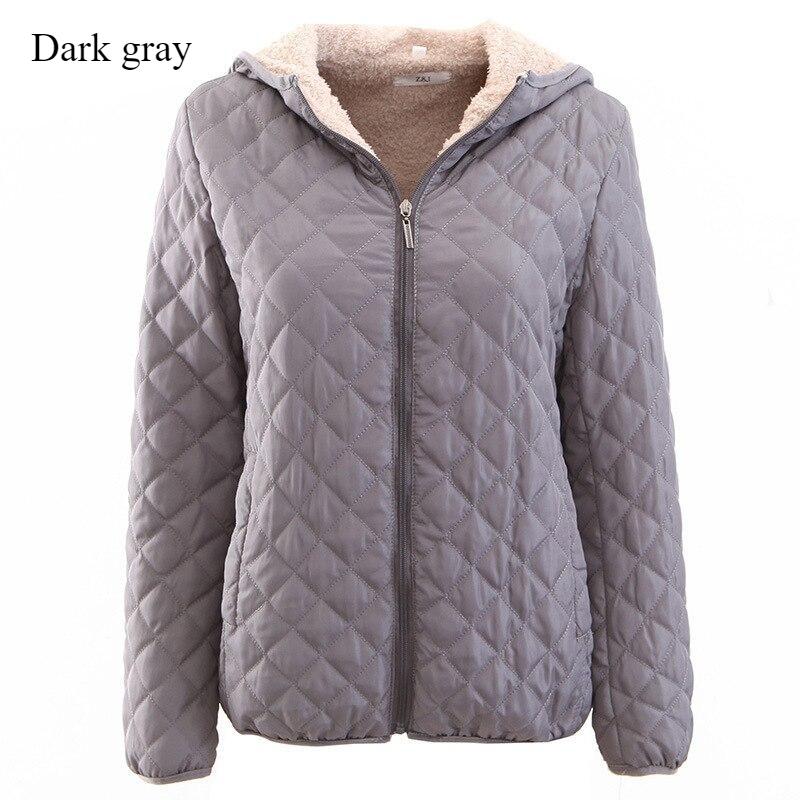 Fashion Solid Color Top Slim Coat Lamb Wool Hooded Close Thick Warm Cotton-padded Jacket Women's Plus-size Casual