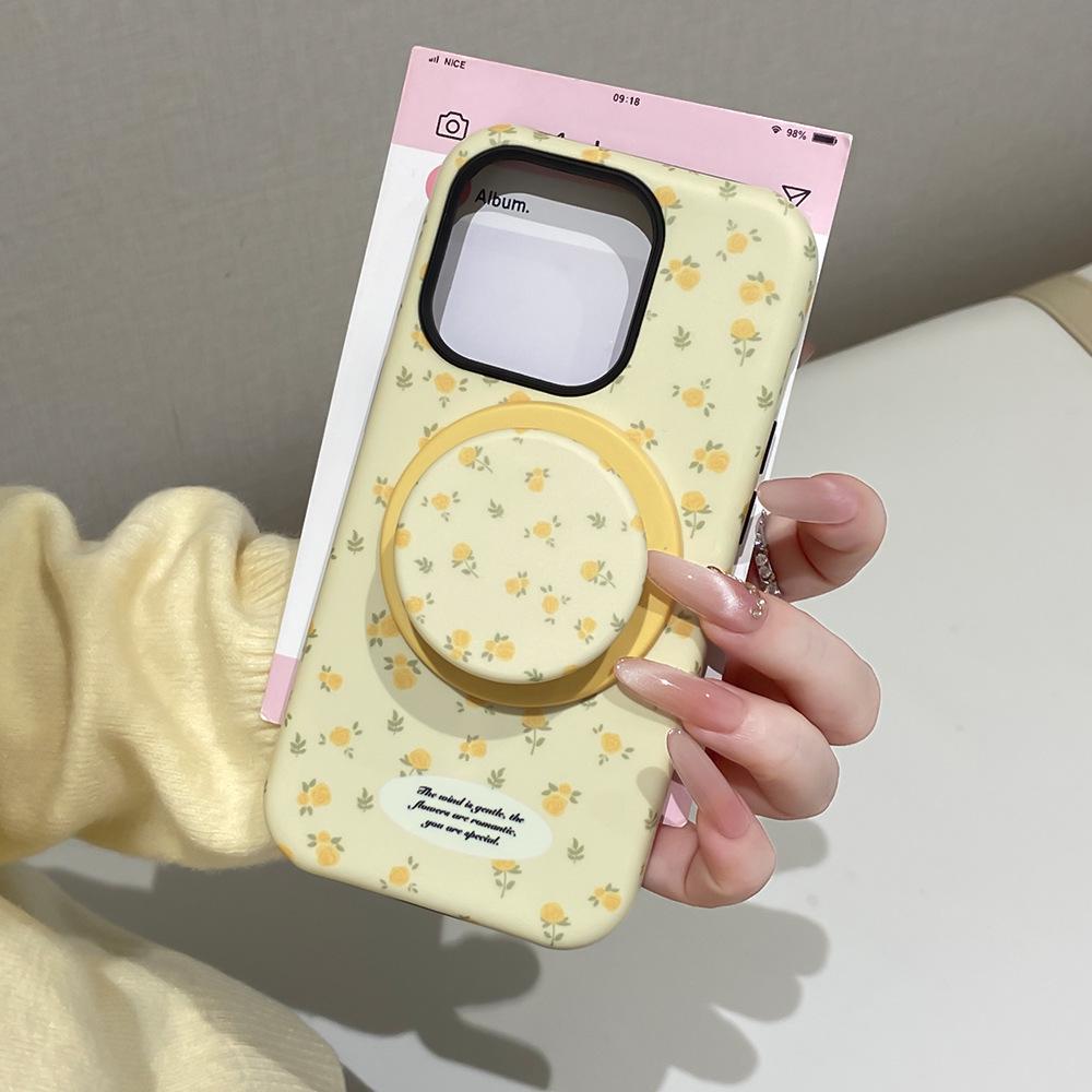 Floral Magnetic Bracket Phone Case for Apple 16/17 Promax & iPhone 14/15