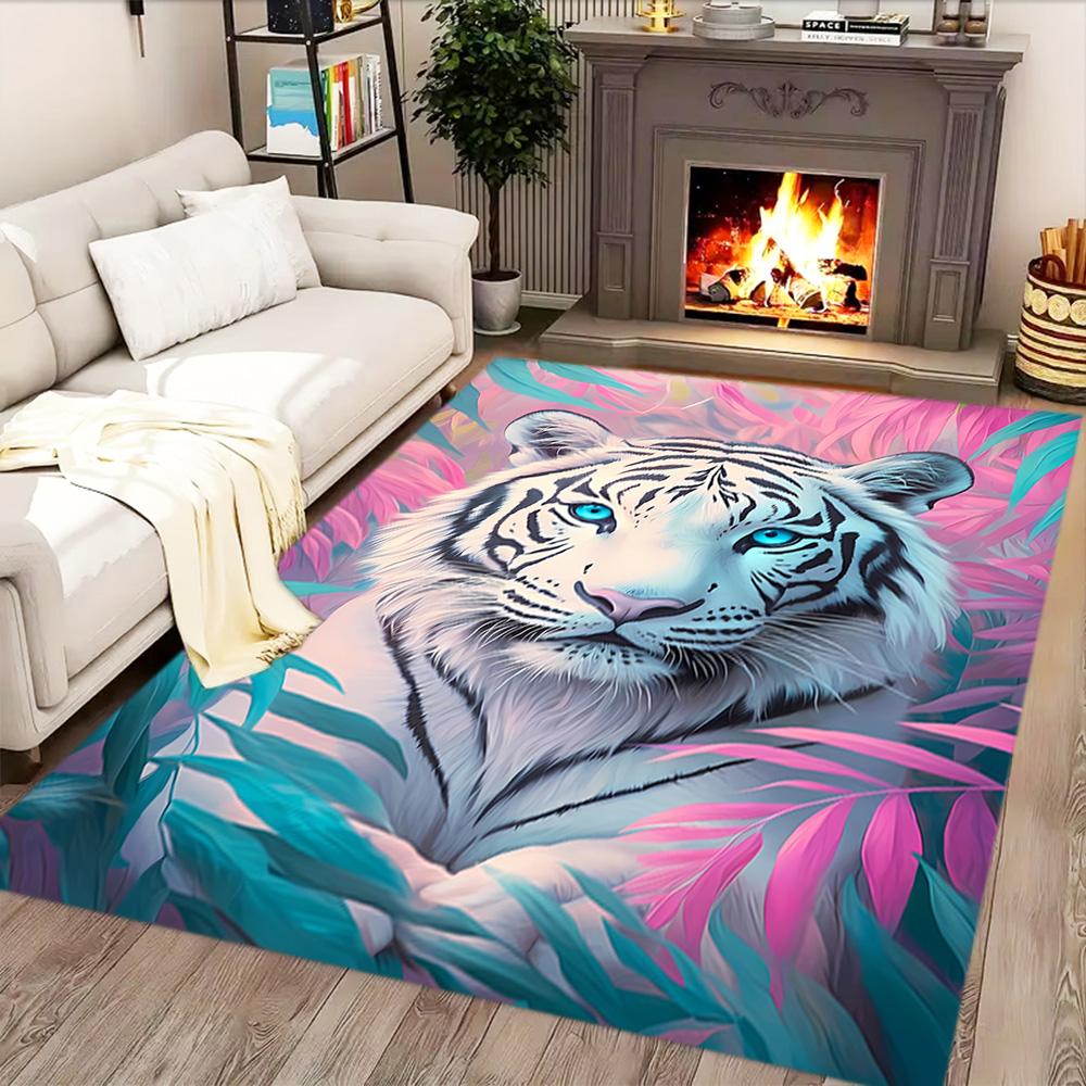 White Tiger Family for Living Room Rug, BedRoom Rug, Study Room Rug, Hallway Decoration, Perfect for Home Decoration or Holiday Gifts