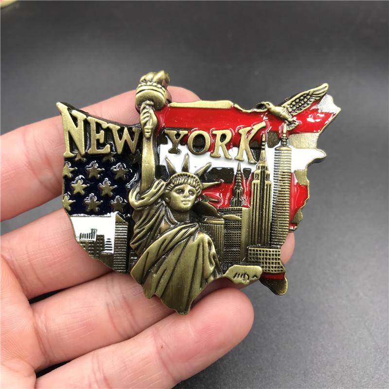 3D Metal Fridge Magnet: USA, England, Italy, Madrid, Dubai, Belgium, India, Israel - High-End Commemorative Collection