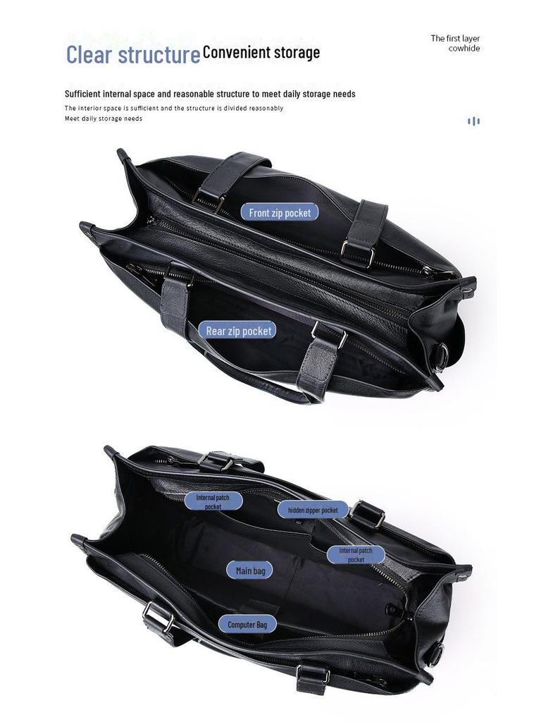 Große Business-Aktentasche und Tragetasche aus echtem Leder für Herren