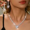 Full Diamond Design Butterfly Korean Version Chic Slimming Earrings Necklace Bracelet Ring Four Piece Set As a Birthday Gift