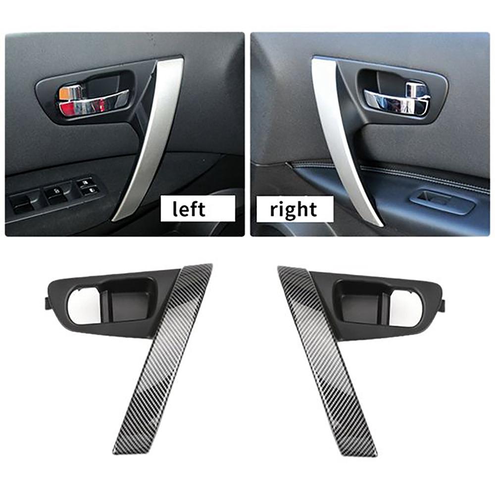 SXR-Car Carbon Fiber Interior Door Handles Base Interior Door Handle Cover Trim For Nissan Qashqai J10 2007-2015 Black Right