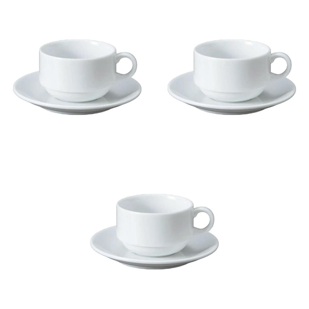 Set of 3 Plage Stack Cappuccino Cups and Saucers x x cm Cups and Saucers Setomonohonpo [11 8.6 5.6 (230cc)]