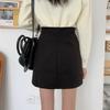 Women's Black Wool Blend High Waist A-line Short Skirt - Autumn/Winter 2026 Collection, Plus Size, Petite, Slimming Fit