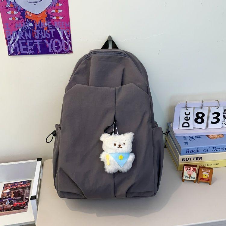 Schoolbag Large Capacity Versatile Student School Bag Casual Backpack Junior High School Dibai Solid Color Backpack Simple Travel High School Student