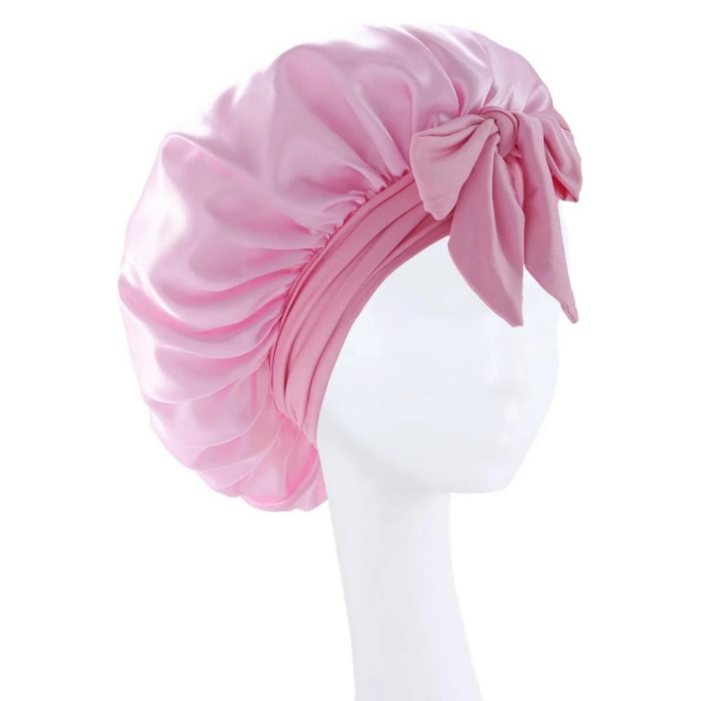 Sleeping Hat Satin Solid Wide-brimmed Beauty Headscarf Head Wrap Elastic Band Cap Hair Care Bonnet Night Hat Hair Salon Cap Tool