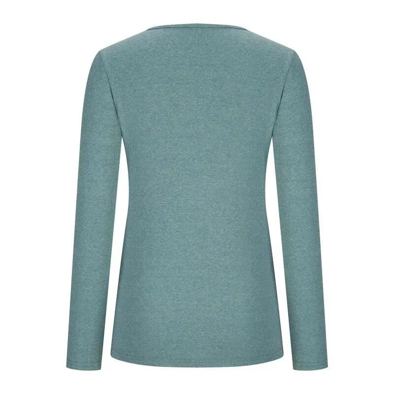 Autumn Long Sleeve Women T-shirts Slim Fit Tees Women Sexy Hollow Out V-neck Solid Color Long Sleeve Tshirt Clothes