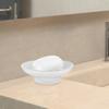 Glass Soap Dish Transparent Round Suitable for Bathroom Kitchen Sink Clear Soap Bar Holder Nonslip Base Easy to Clean
