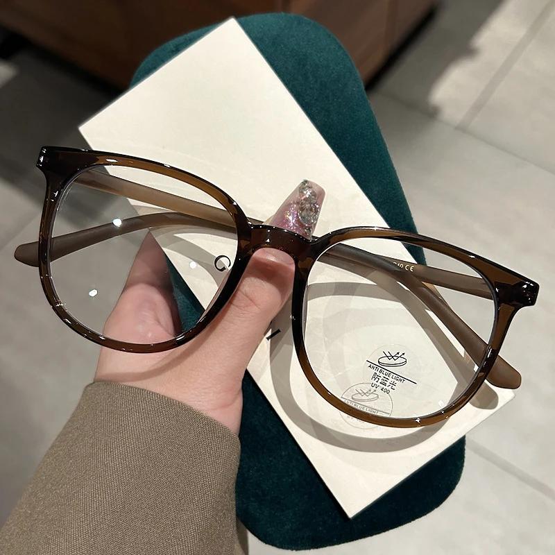 Myopia Glasses Frame Women Universal Resin Myopia Glasses Unisex HD Anti Blue Light Flat Lenses 0-50-100-150-200-250-300-350-400