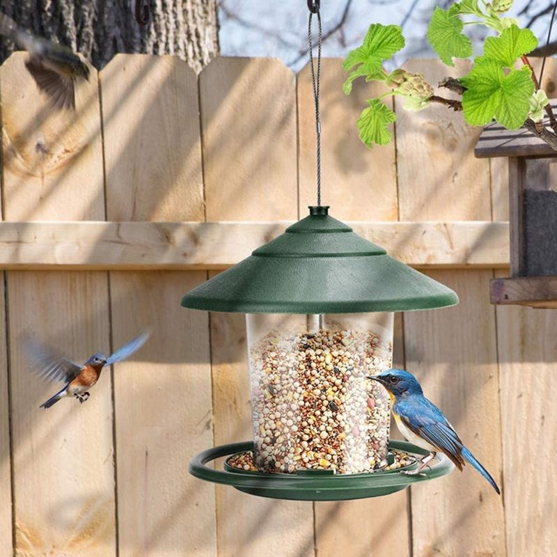 Bird Feeders for Outside Hanging Plastic Wild Bird Feeder with Perch Squirrel Proof Garden Decoration for Bird Watchers