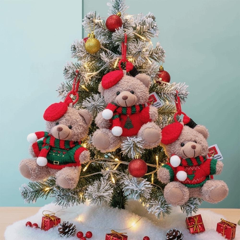 Soft Plush Plush Bear Keychain Knitted Sweater Cartoon Bag Charm Festival Gathering