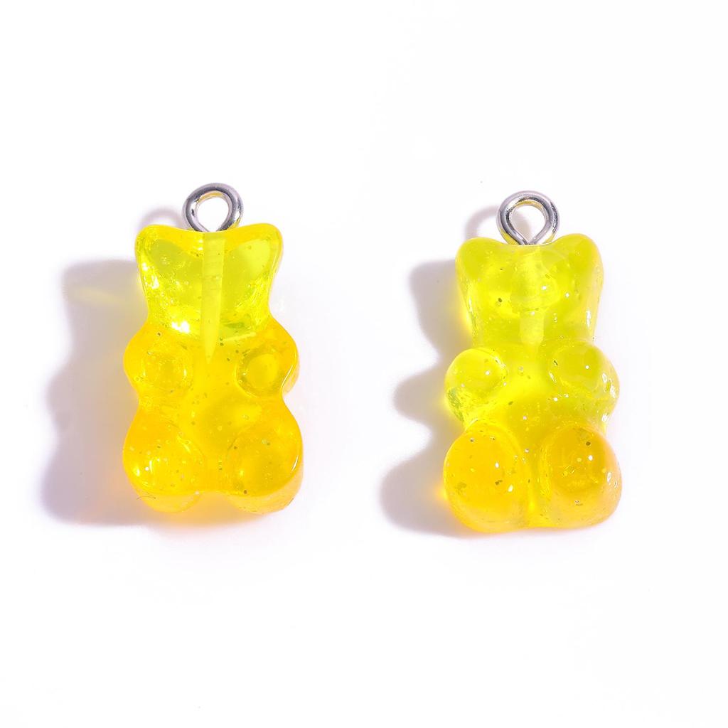 Colorful Transparent Bear Resin Pendant for DIY Jewelry and Keychains