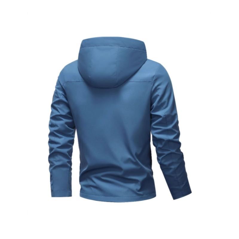 Chaqueta Impermeable para Hombre con Cremallera y Capucha para Exteriores, Cortavientos Ligero, Abrigo para Senderismo y Acampada para Primavera y Otoño