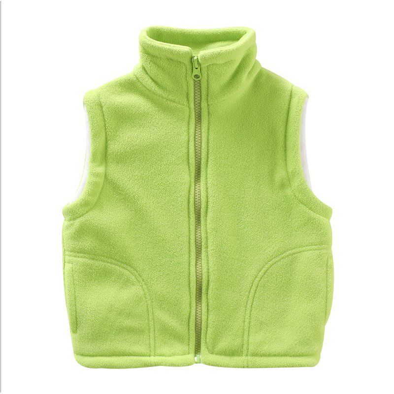 Spring and Autumn New Arrival Children Boys and Girls Pure Color Cardigan Simple Warm Polar Fleece Waistcoat